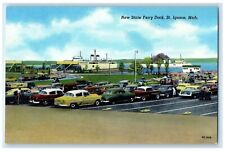 c1960's New State Ferry Dock Cars St. Ignace Michigan MI Vintage Postcard picture
