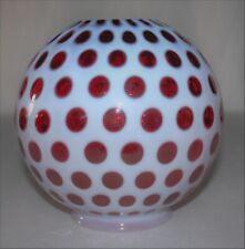 Vintage Fenton Cranberry Red Coin Dot Glass Parlor Lamp Shade 4-1/16