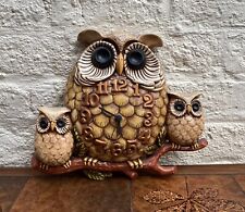 Vintage Arnels 1970s pottery owls wall clock in immaculate working condition picture