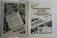 1928 McQuay Norris Nelson Bohnalite strut type aluminum piston rings vintage ad picture
