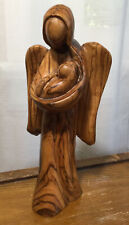 Handcarved wooden angel madonna and baby child 7 1/2” tall picture