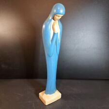 Ceramic Art Deco Madonna Praying Virgin Mary White and Light Blue 13