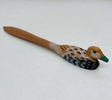 Vintage Handcarved Wooden Letter Opener Duck Decoy Feather Tail 8.5” Art Decor O picture