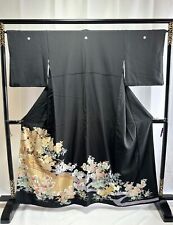 Vintage Japanese Silk kimono - Kuro tomesode with Beautiful motifs picture