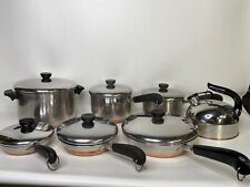 VTG Revere Ware Copper Bottom Stainless Steel 13 Piece Cookware Set & Tea Kettle picture