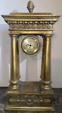 Mantle Clock Decor Gold Tone Wood Roman Empire Style 21.5x10 USA Vintage VTG picture