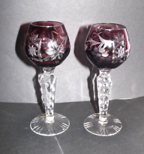 ECHT BLEIKRISTALL GERMAN CUT CRYSTAL VINTAGE SET OF 2 MATCHING CORDIAL GLASSES picture