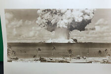 Two Vintage Nuclear Bomb Test Site Photograph Bikini Atoll Mushroom Cloud picture