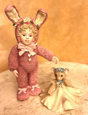 Jan Hagara Pink Bunny C22344 Figurine and Bonnie’s Bear Toy Mini C11374 Lot Of 2 picture