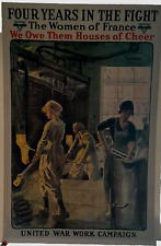 poster on linen FOUR YEARS IN THE FIGHT Women of France 1918 28x43 LINENBACKED picture