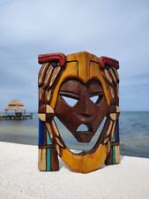 Wooden Wall Mask Mayan Art Carved Handmade Decor Artesania Mexicana 12-inch picture