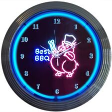 BBQ PIG NEON CLOCK Man Cave Lamp picture