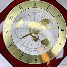 Danbury Clock Company Octagon Cherry finish 96mm World Time QTZ desk box -clock picture