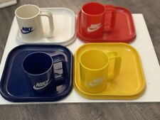Vintage 80s Nike Employee Corporate Gift Plastic Mug Cup With Matching Tray Set picture