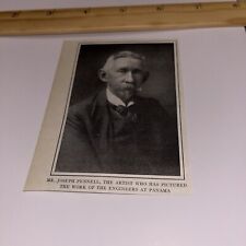 Antique 1912 Portrait: Joseph Pennell Artist Of Engineers Working @ Panama Canal picture