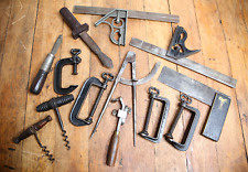 Antique vintage tool lot machinist clamps knives t square cork screw etc picture