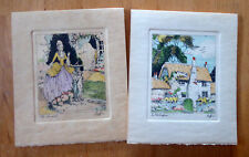 BRIDGE SCORE PADS ~ in orig. box ~ 2 pads ~ etchings, hand colored picture