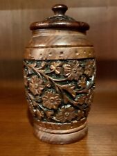 Vintage Anglo-Indian Carved Wooden Spice Urn. Rare picture