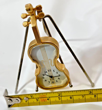 Vintage Late 1990s Bulova Collectible Miniature Brass Cello Clock EUC.FREE SHIPP picture