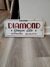 c.1950s Original Vintage Drink Diamond Ginger Ale Sign Metal Rack Topper Supreme picture