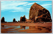 Haystack Rock and The Needles Cannon Beach Oregon Postcard VTG picture