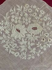 Remarkable French Antique Hand Embroidered FOND DE BONNET on Muslin 1850s-1860's picture