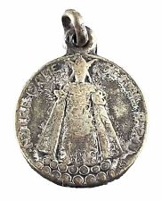 Vintage Catholic Notre Dame De Hal & Angel Cherub Silver Tone Religious Medal picture