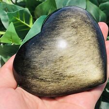 467g Natural Heart-shaped Gold Obsidian Crystal Mineral Specimen Reiki Healing picture