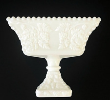 Antique Westmorland Milk Glass Fruit Bowl Thick Glass Square Footed Grape Design picture