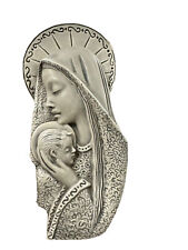 vintage madonna & baby ceramic wall hanging religious decor chipped Catholic picture