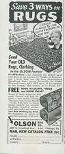 1941 Olson Rugs Save 3 Ways Use Both Sides Recycle Vintage Print Ad LHJ3 picture