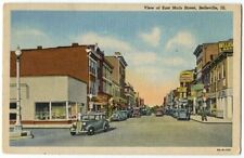 Belleville IL Autos at East Main Street 1938 Vintage Linen Postcard 012213 OS  picture