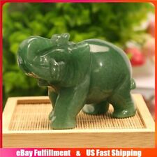 Natural Green Aventurine Jade Crystal Carved Elephant Reiki Quartz Stone Animal picture