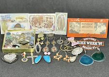 Vintage Junk Drawer Lot Costume Jewelry Earrings Rings Charms Brooch Wearable picture