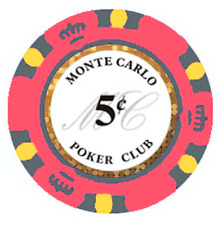 NEW 50 Pink 5¢ Cent Monte Carlo 14 Gram Clay Poker Chips - Buy 3 Get 1 Free picture
