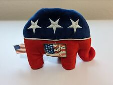 RARE Peaceable Planet 1998 Republican Patriotic Plush Elephant Embroidered Stars picture