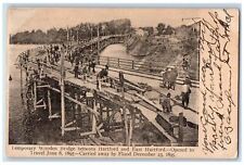 1908 Temporary Wooden Bridge Flood Hartford East Hartford Connecticut Postcard picture