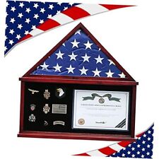 Flag Display Case Military Shadow Box Fits a Folded 5'x9.5' Veterans Large picture