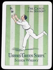 DR62 Swap Playing Cards 1 VINTAGE WHISKY ADVT USHER’S GREEN STRIPE CRICKETER picture