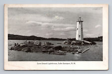 Loon Island Lighthouse Lake Sunapee NH Frank Swallow Divided Back Postcard picture