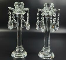 Vintage Sorelle Crystal Candlestick Holder with Prisms - Pair - 10 3/4