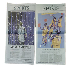2x LOS ANGELES TIMES NEWSPAPER LAKERS Kobe Bryant Statue Unveiled Article 2-8-24 picture