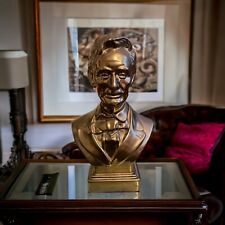 Vintage Abraham Lincoln Bronze Colored Ceramic Bust 13” Handpainted picture