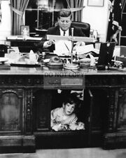 PRESIDENT JOHN F. KENNEDY & SON AT RESOLUTE DESK OVAL OFFICE 8X10 PHOTO (AA-195) picture