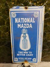 VINTAGE NATIONAL MAZDA SIGN TIN METAL LAMP BULB GENERAL ELECTRIC LIGHTING 6X4