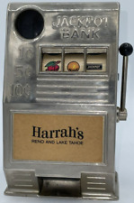 Vintage Harrah's Jackpot Bank Slot Machine Style Savings Bandit Reno Plastic NV picture