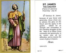 Saint James the Greater with Prayer - Laminated Holy Card GAN#179 picture
