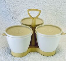 VTG 80s Tupperware Tan Beige Almond CONDIMENT CADDY SET with Lids - NEW picture