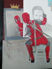 DEADPOOL Art - 15×30 - Ryan Reynolds/Wrexham themed All in One - Acrylic/Pencil picture