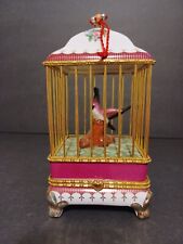 Vintage Birdcage Porcelain Birds Trinket Jewelry Box 8” Tall Flowers Gold Trim picture